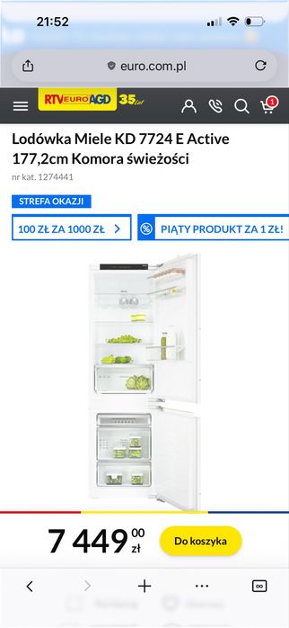 Lodówka do zabudowy miele KD 7724 Active