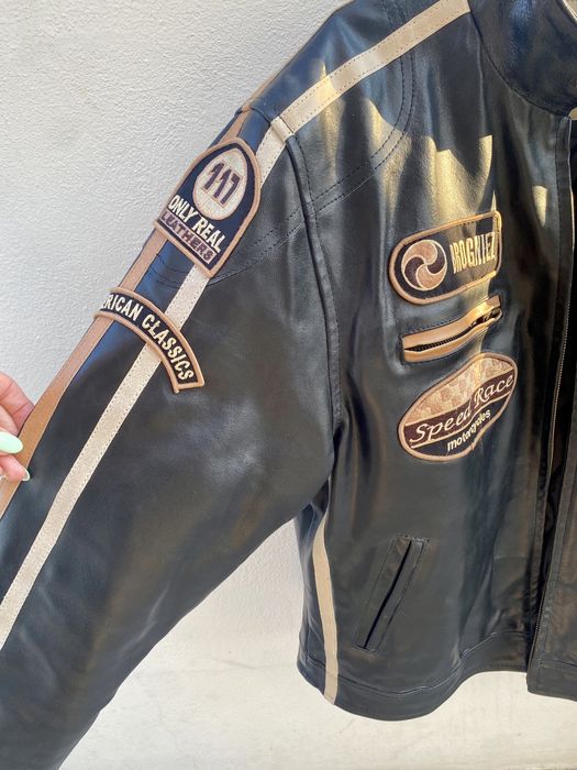 Casaco motard em pele