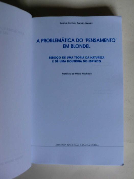 A Problemática do Pensamento em Blondel
de Maria do Céu Patrão -Neves