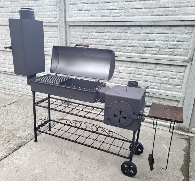 5 мм! Мангал Коптильня з пічкою ( піч буржуйка) під Казан