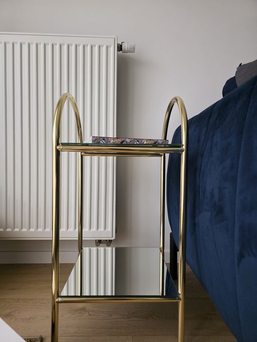 Stylowy barek stolik półka lata 80 vintage lustrzany metalowy