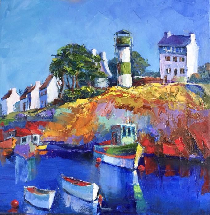 Картина маслом, 2019, х.м., мастихин, 30х30, в стильной раме-окно