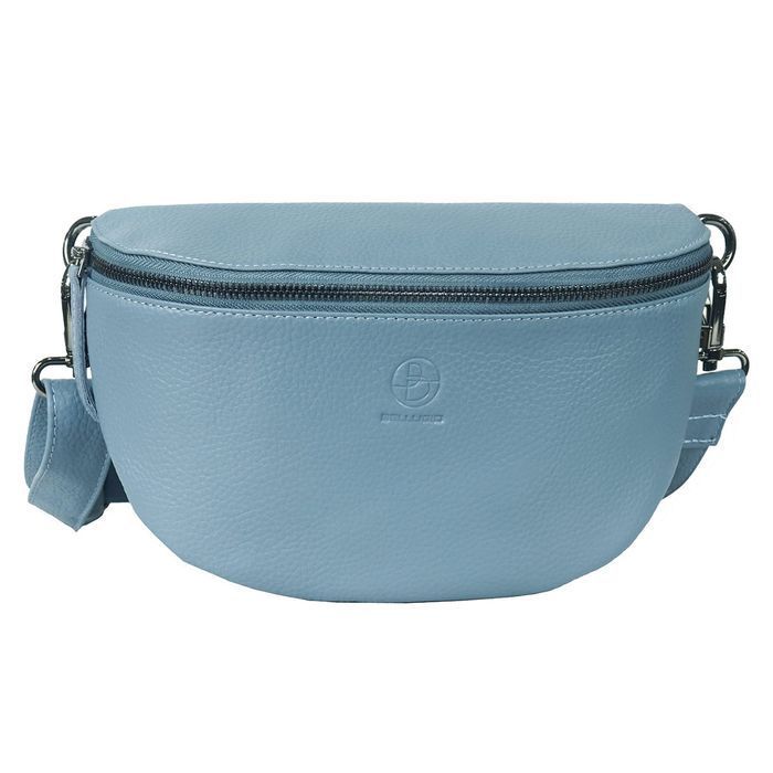 Duża saszetka skórzana typu nerka wielofunkcyjna szara biodrówka nowa