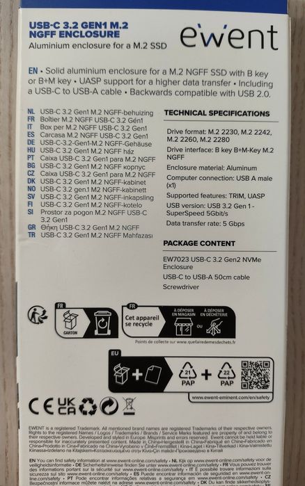 EWENT M.2 SSD Reader with USB-C 3.2 Gen 1 Interface445989717238108162