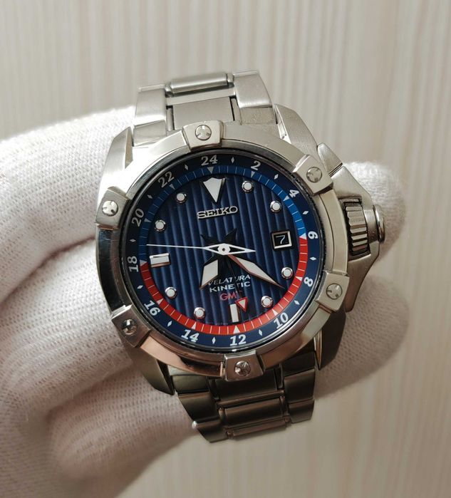 Чоловічий годинник Seiko Velatura Blue SUN011P1 Kinetic Sapphire GMT