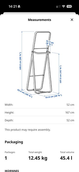 Espelho IKORNNES 52x167 cm (IKEA)