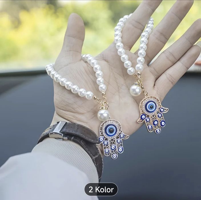 Złota  Zawieszka z perły do samochodu Ręka Facimy