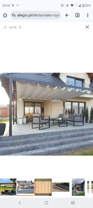 Dach rzymski materiałowy roleta zewnętrzna tarasowa do pergoli