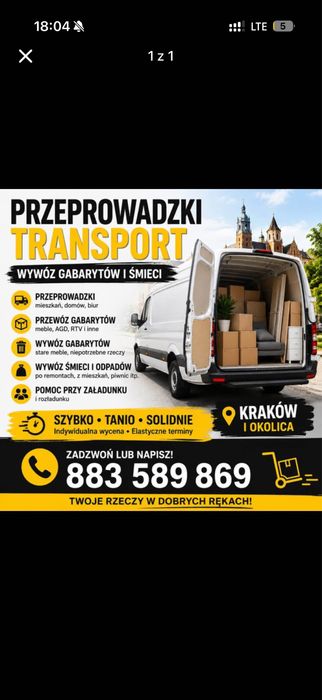 PRZEPROWADZKI | TRANSPORT | Opróżnianie Mieszkań | Wywóz Gabarytów | Kraków