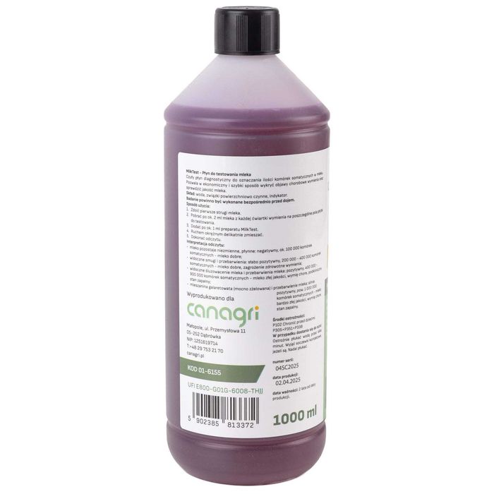 Płyn do testowania mleka MilkTest, 1000 ml + Tacka