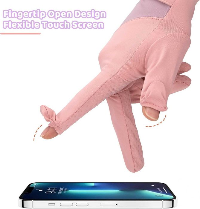 Luvas protecção solar UV para mulher ciclismo condução manicure - rosa