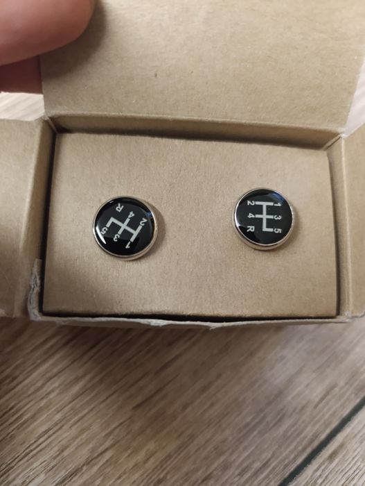 Spinki do mankietów – gałka zmiany biegów | czarne