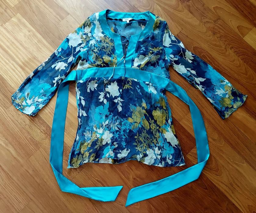 Tunika bluzka narzutka zwiewna romantyczna niebieska Rocha