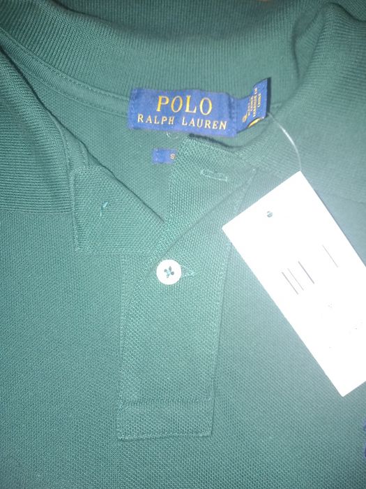 Polo Ralph Lauren verde de manga comprida (tamanho M júnior)