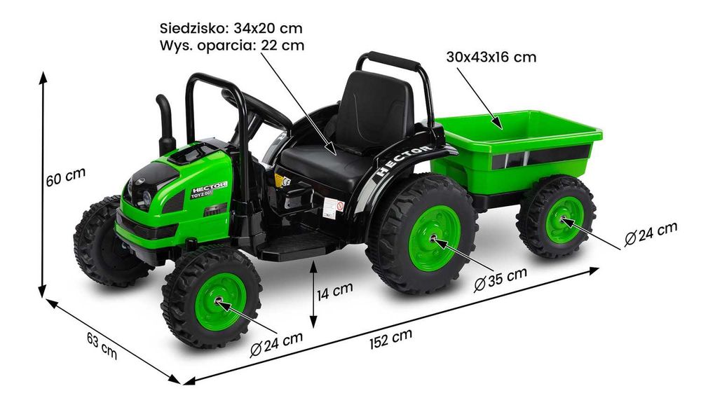 Ciągnik TRAKTOR HECTOR Auto na akumulator Pojazd Samochód dla dziecka