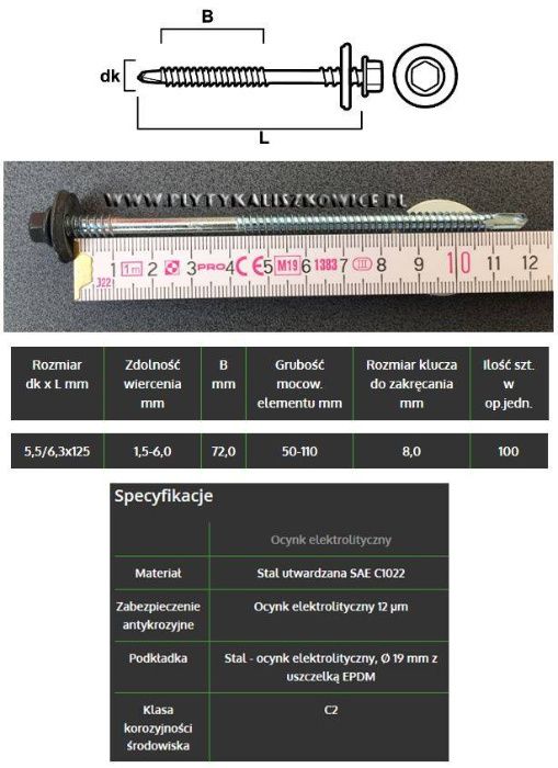 Wkręt samowiercący do płyty warstwowej 125/06 RAL
