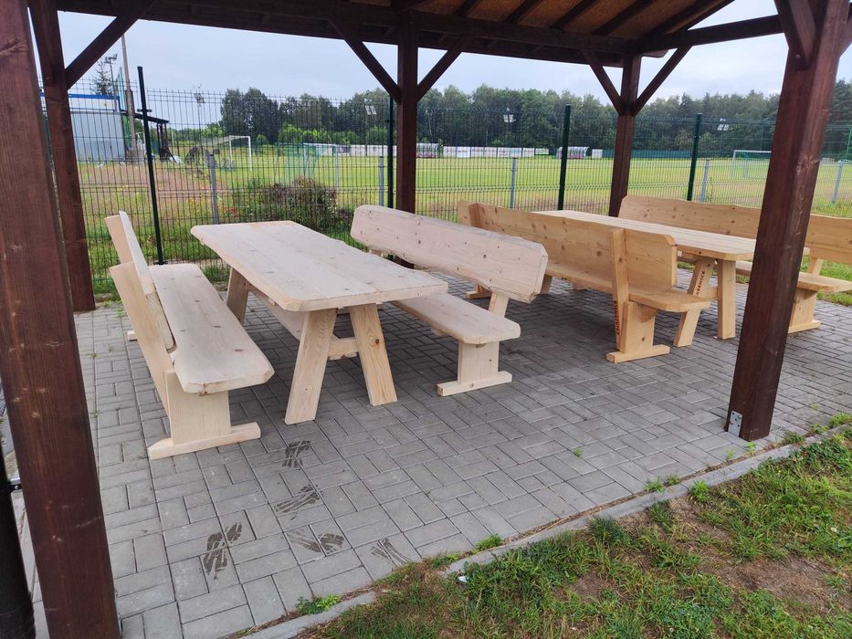 Meble ogrodowe DREWNIANE góralskie DO OGRODU biesiadne LITE DREWNO +