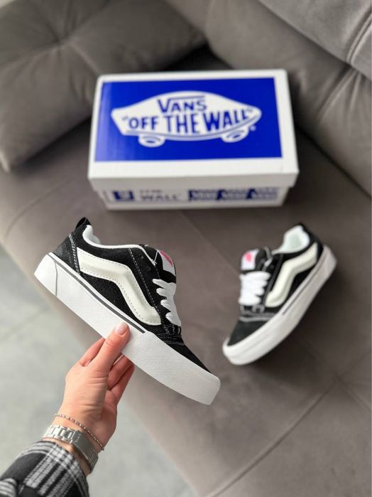 Найкраща Якість! Кросівки Vans Knu Skool Black White Чорно-білі Ванс Кну
