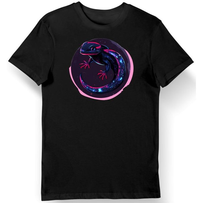 Koszulka męska czarna z nadrukiem pełzającej salamandry w świetlistym otoczeniu 3XL