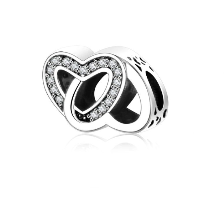 Charms na szczęście talizman złączone serca do bransoletki Pandora 925