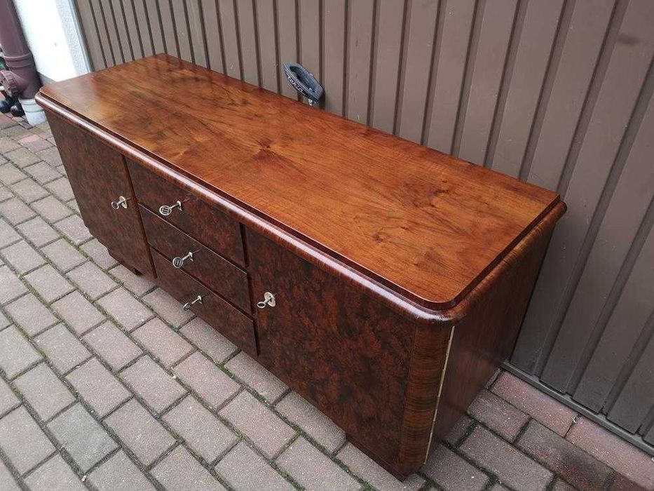 Komoda ART-DECO RTV Niska 134 Orzech Zgrabna Stara Antyk Po Renowacji.