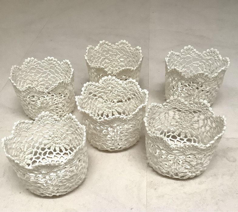 6 recipientes de crochet endurecido