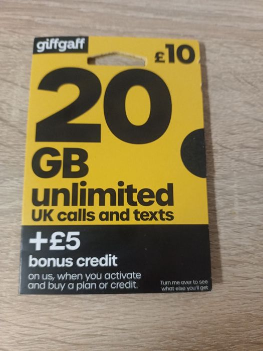 Karta sim giffgaff opłacona