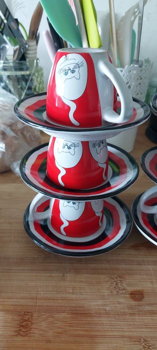 Conjunto de 6 chávenas de café Gato Preto