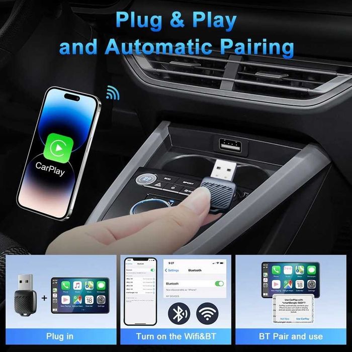 Adapter CarPlay Android Auto 2 w 1 Bezprzewodowy BT