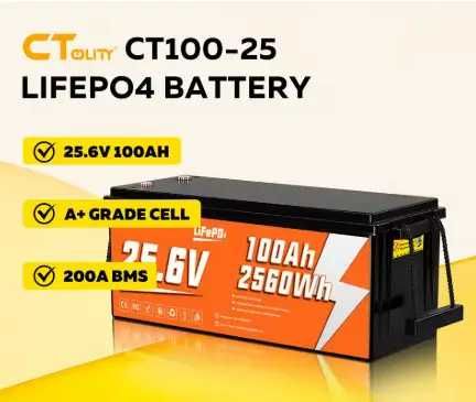 CTOLITY CT100-25 LiFePO4 акумуляторна батарея 25.6V 100Ah 2560Wh (DALY BMS Bluetooth)