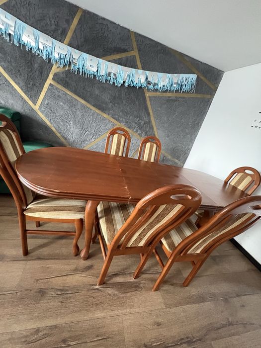 Stół z krzesłami solidny z mdf ciezki