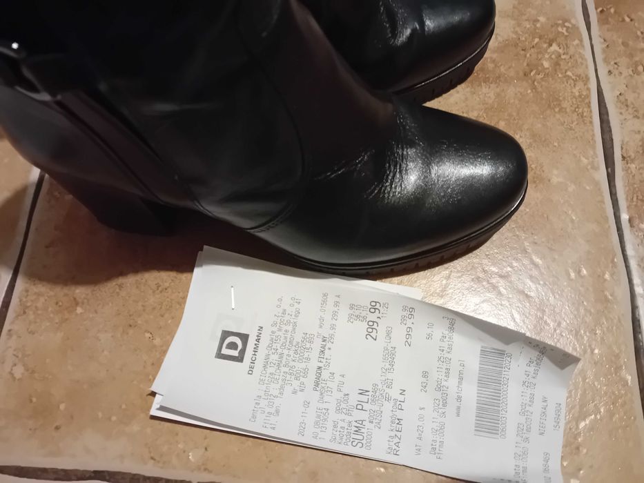 Buty botki skórzane damskie 5thAvenue na obcasie rozm.37
