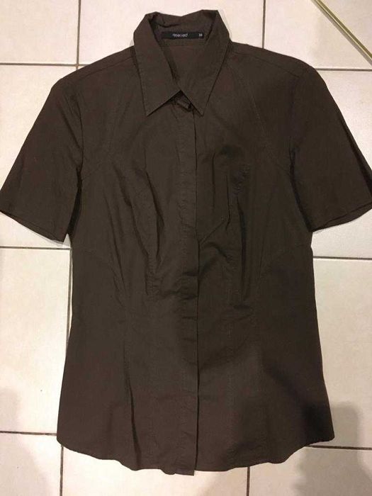 Bluzki damskie z krótkim rękawem, panterka, brązowa, rozm 38