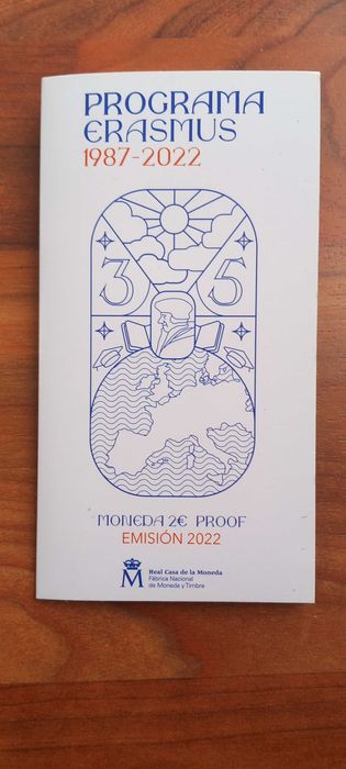 Moeda 2€ Espanha Proof 2022 Programa Erasmus