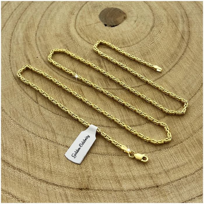 Piękny Damski Naszyjnik Splot Królewski 925/585 Pozłacany Ręczna Robot