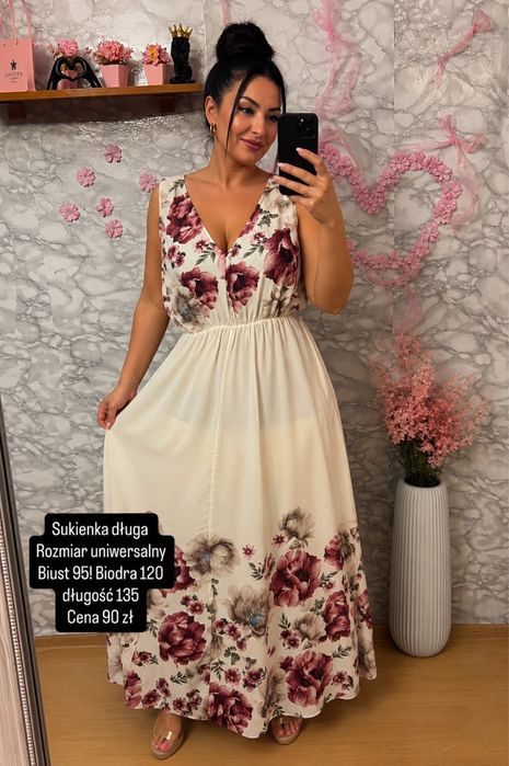 Sukienka na ramiaczka biust 95/100 dluga