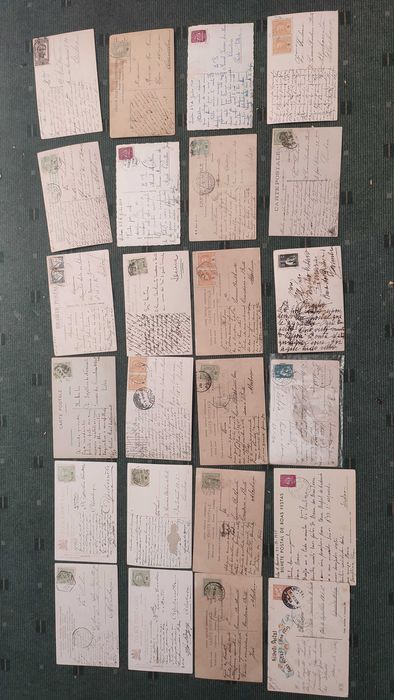 Lote 96 Postais Portugueses Circulados e selados - Inicio Séc. XX