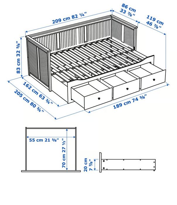 Cama individual com 2 colchões