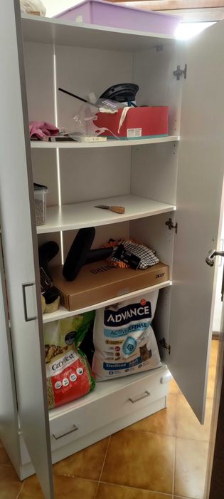 Roupeiro Lisboa 2 Portas e 1 Gaveta (Branco - 79,4 x 35,7 x 170,4 cm)