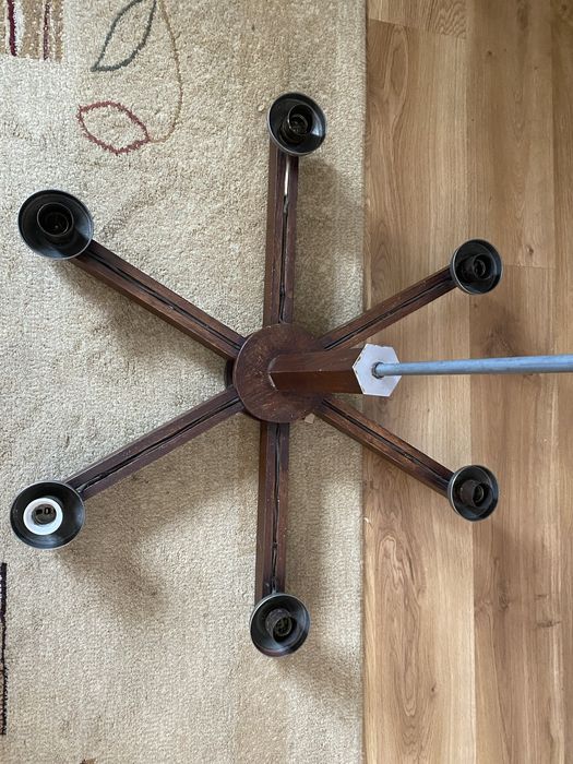 Art deco stary wielki drewniany żyrandol