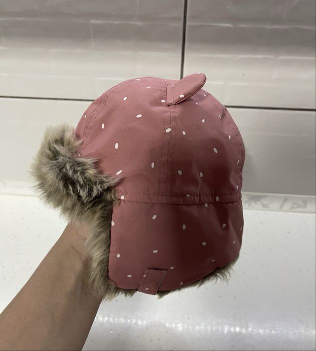 Водовідштовхувальна шапка.Зимова шапка вушанки на підкладці H&M 92