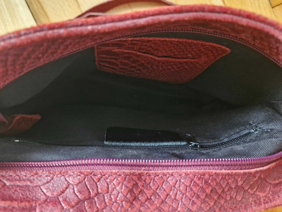 torebka skorzana bordowa