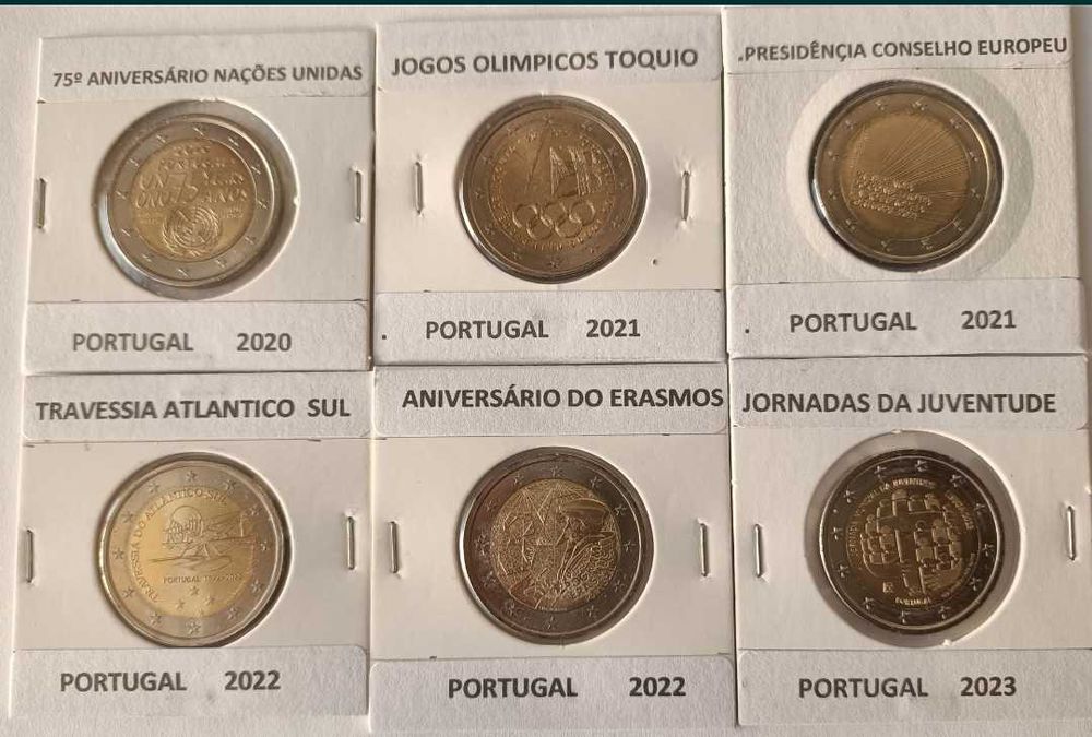 28 Moedas comemorativas portuguesas de 2 euros Bimetálicas.