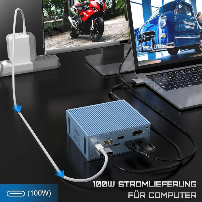 Док-станция USB C HDMI VGA 4 USBA USB C SD Micro SD LAN 100 Вт