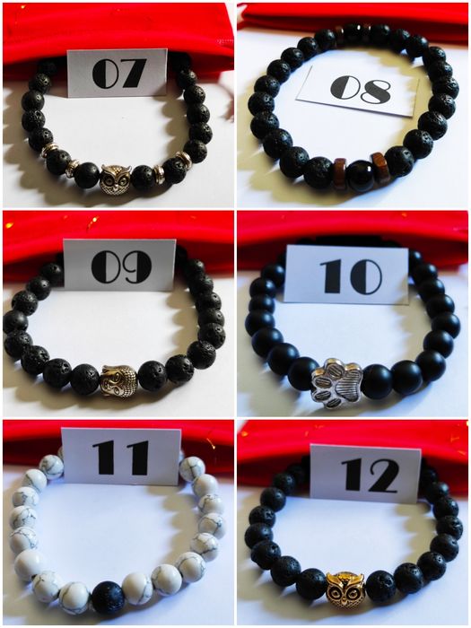 Pulseira pedras / contas para homem e mulher com bolsa vermelha