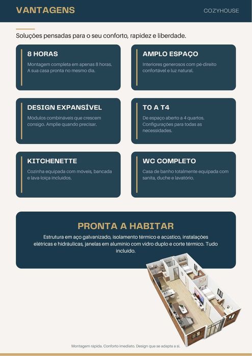 Casas Modulares Personalizáveis Cozyhouse | Financiamento | Instalação | Licenciamento | Certificações UE