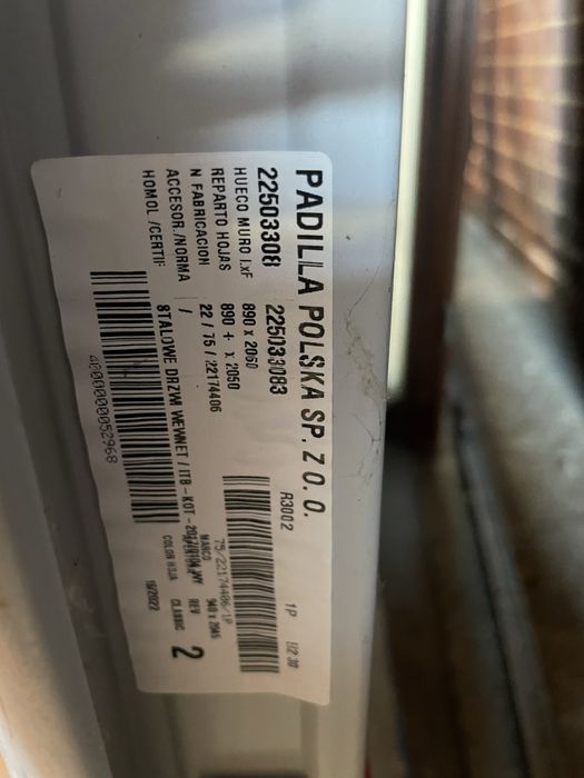 Drzwi techniczne kotłowe 90x205 cm