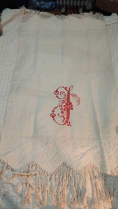 Toalha linho bordada