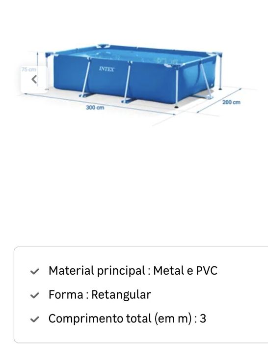Piscina retangular Intex 300x200x75cm