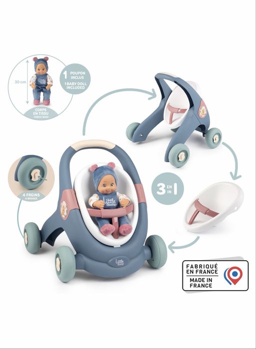 Коляска дитяча, каталка, толокар, ходунки, візочок з пупсом Smoby